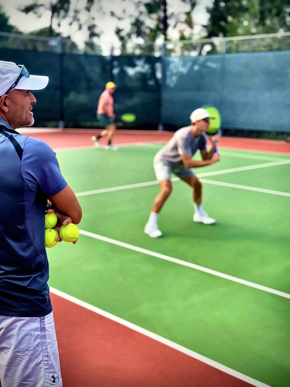 Junior player during a youth tennis drill